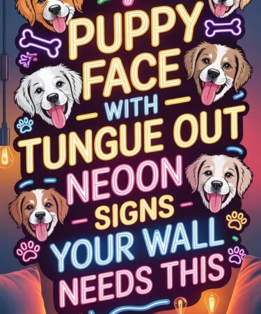 puppy tongue neon sign