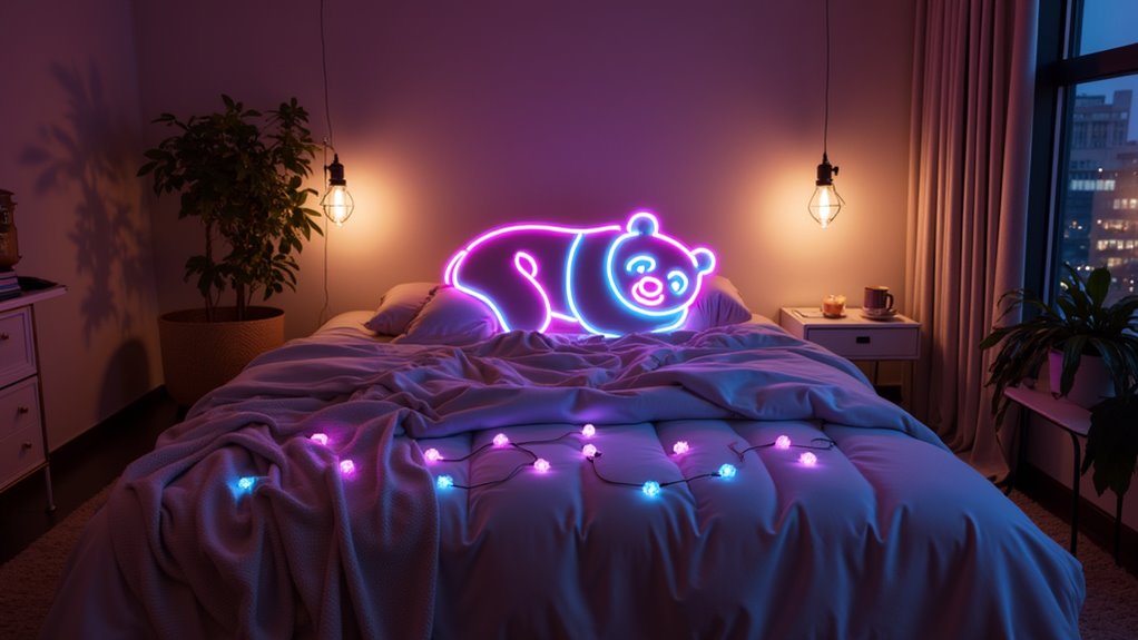relaxing neon panda art