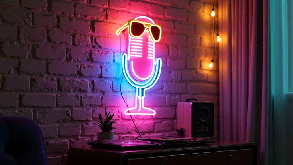 retro neon karaoke vibe