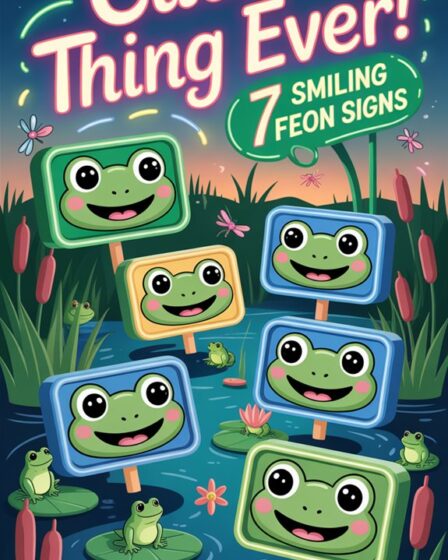 seven smiling frog neon signs