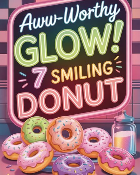 smiling donut neon signs