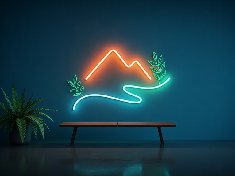 subtle neon nature motifs